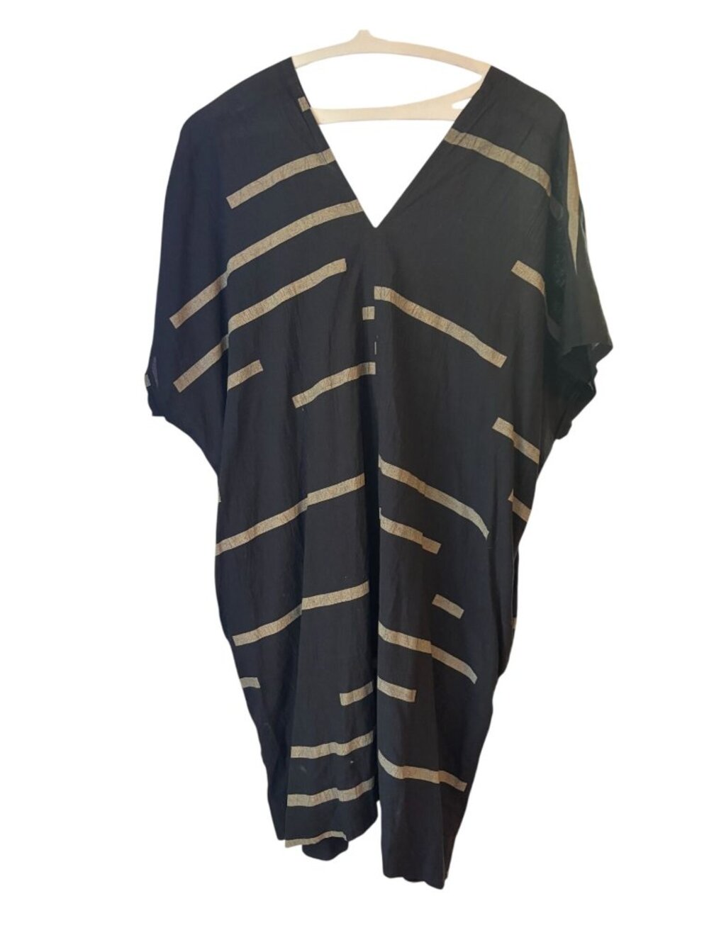 Uzi NYC V-Dress in Black Broken Lines OS